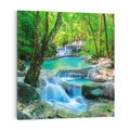 Obraz na płótnie 30x30 - Magia w lesie nad rzeką - wodospad, rzeka