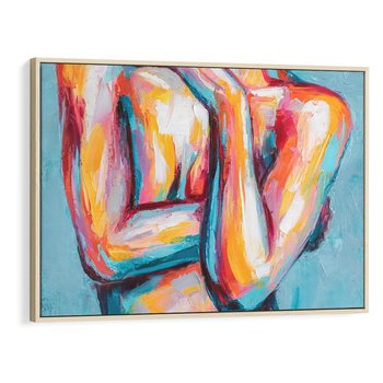 Obraz w ramie 70x50 - Nagie Natchnienie - obraz olejny, naga kobieta - rama drewno