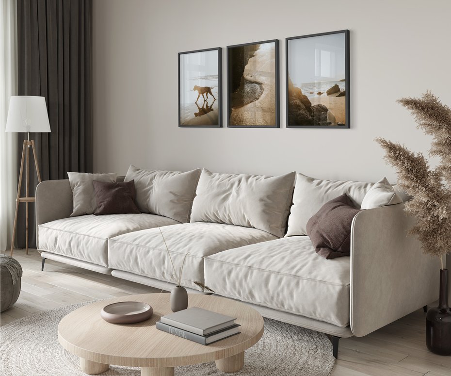 Zestaw obrazy w ramie 40x50 galeria - Zachód, słońca, na, plaży - rama czarna