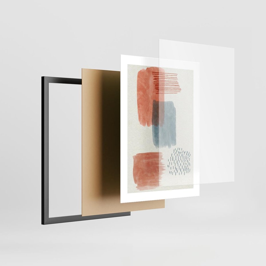 Plakat w ramie 30x40 - Pastelowa Abstrakcja: Maźnięcia Farbą - abstrakcja, maźnięcia farny - rama czarna