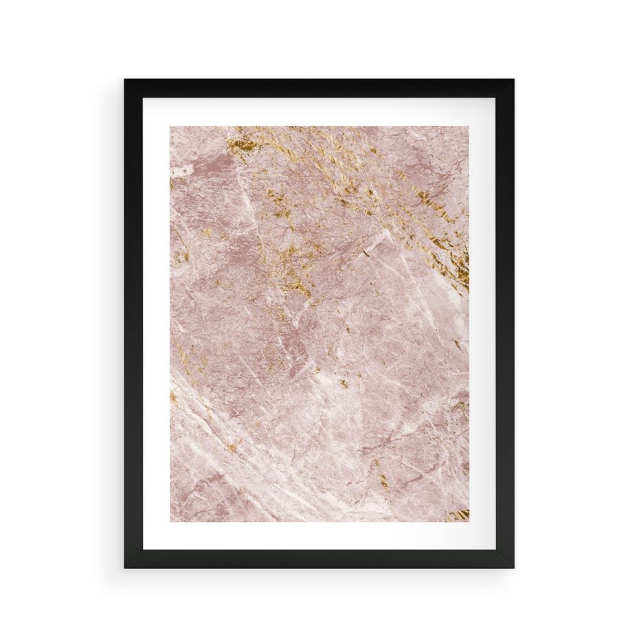 Plakat w ramie 40x50 - Wyjątkowa Stylizacja - marmur, złoto - rama czarna