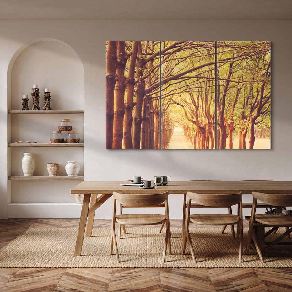 Obraz na płótnie 120x80 - Wędrówka między drzewami - droga, drzewa