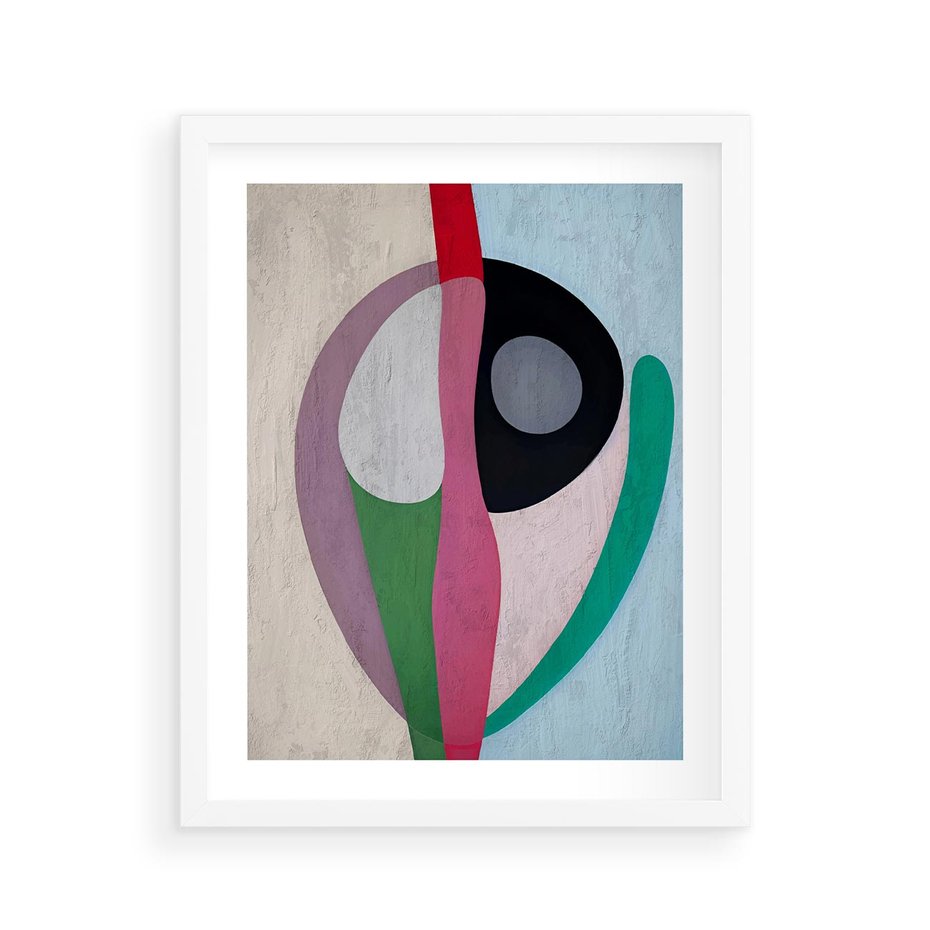 Plakat w ramie 40x50 - Wibracje Kolorów Marzeń - abstrakcyjne dziwne kształty, olejny obraz - rama biała