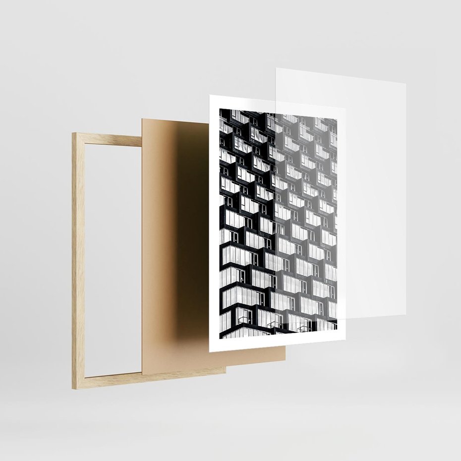 Plakat w ramie 50x70 - Elegancja Wysokości - architektura, wieżowiec - rama drewno