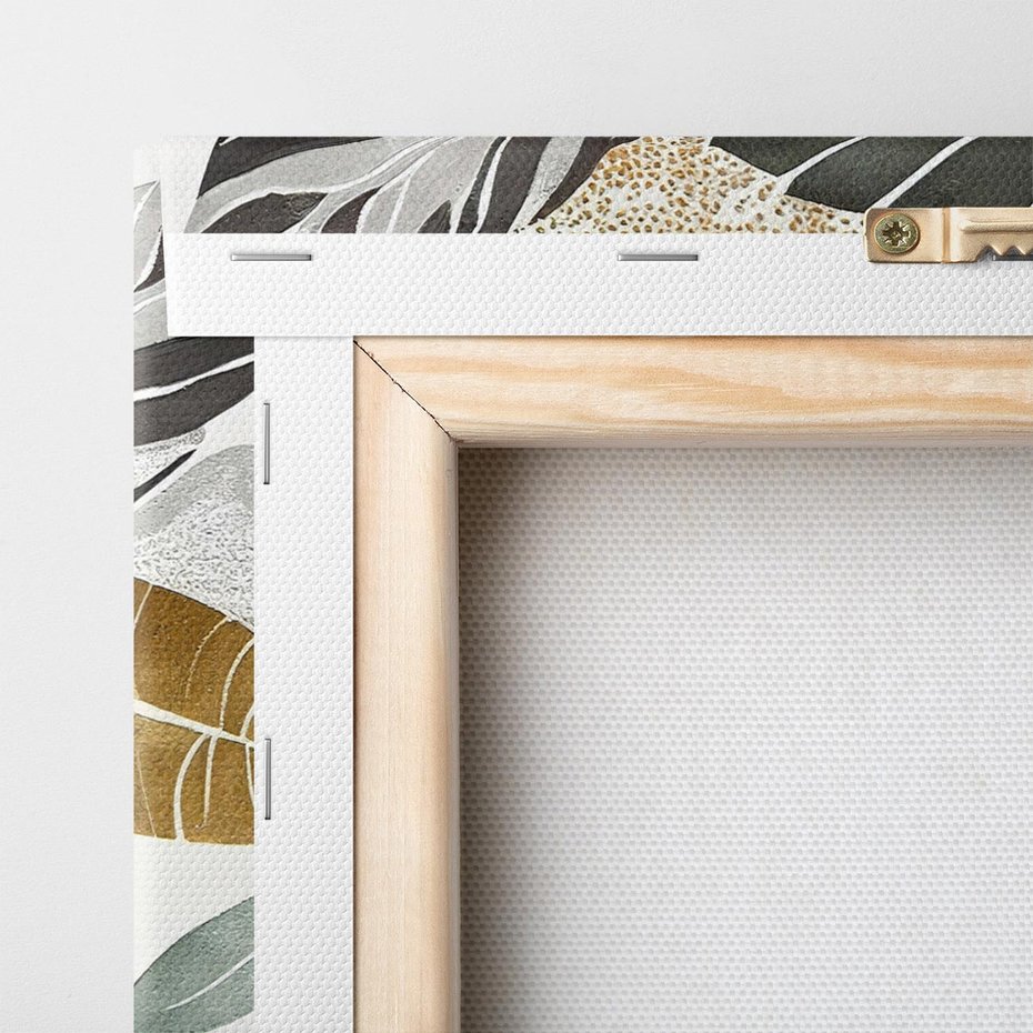 Obraz na płótnie 80x80 - Współbrzmienie wewnętrznego ja - kompozycja z tropikalnych liści, stonowane kolory