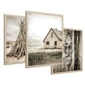 Zestaw obrazy w ramie 40x50 galeria - Chata, stara, retro, klamka - rama drewno