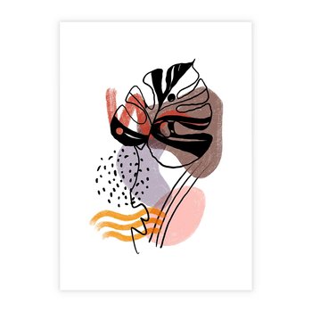 Plakat bez ramy 30x40 - Wibracje Abstrakcyjnych Form - abstrakcyjna sztuka, liść monstery