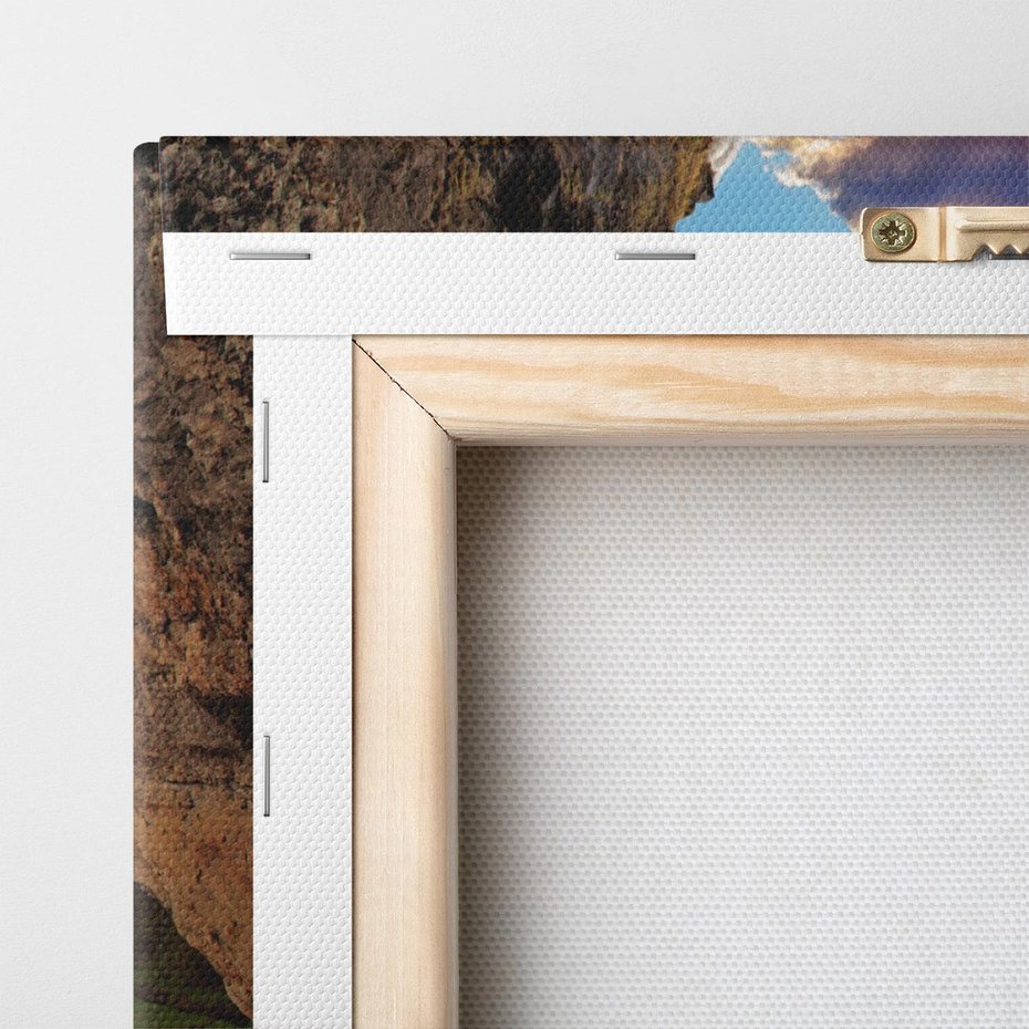 Obraz na płótnie 150x50 - Zachód słońca nad islandzkim wodospadem - Islandia, wodospad