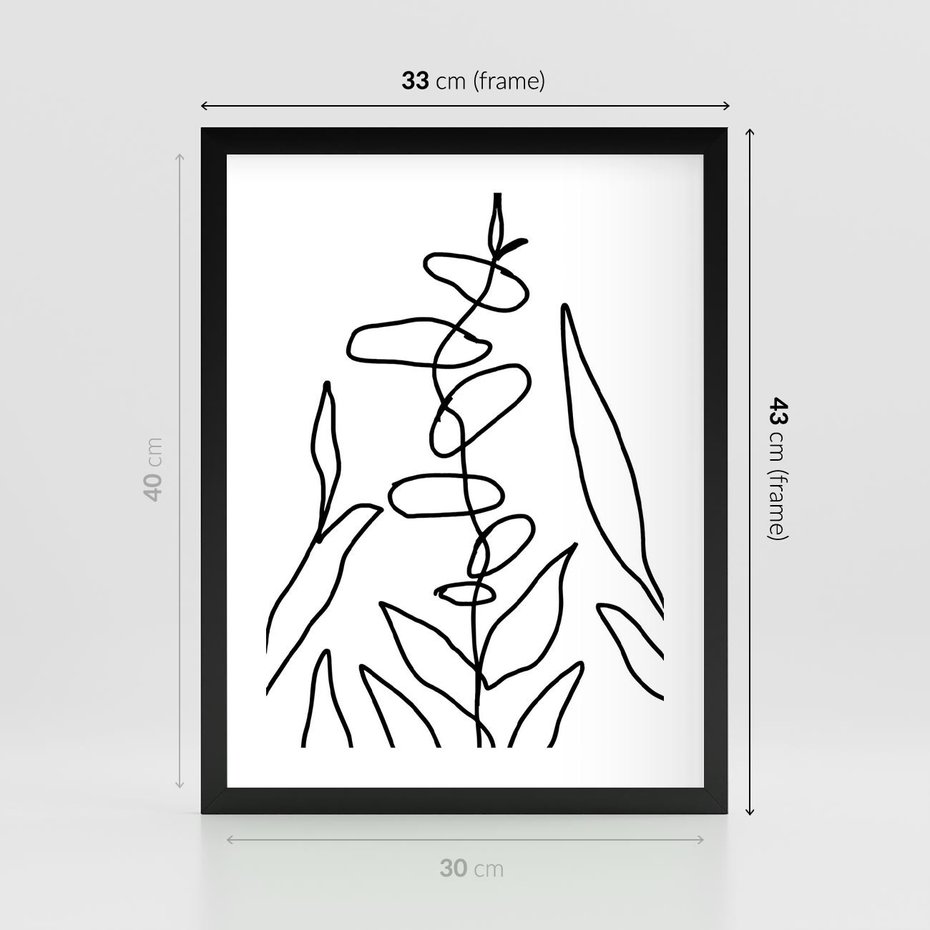 Plakat w ramie 30x40 - Liście Mocy - mroczna sztuka, minimalizm - rama czarna