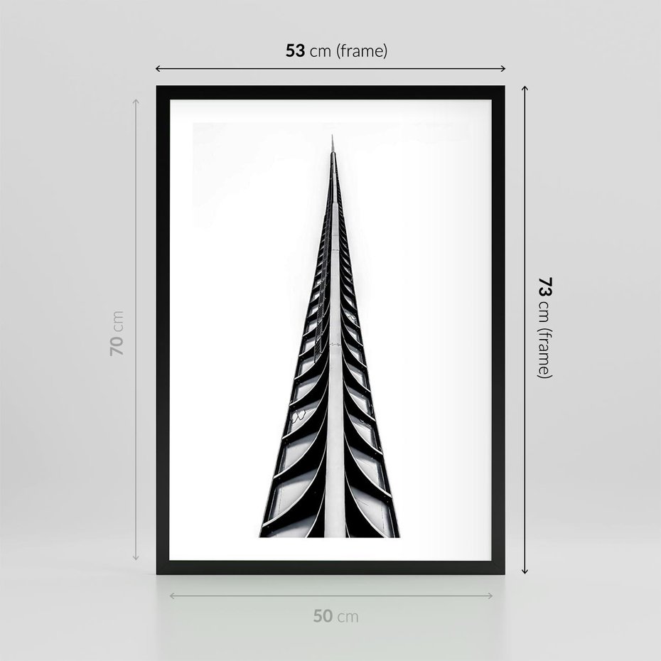 Plakat w ramie 50x70 - Majestatyczna Architektura - wysoki, strzelisty wieżowiec - rama czarna