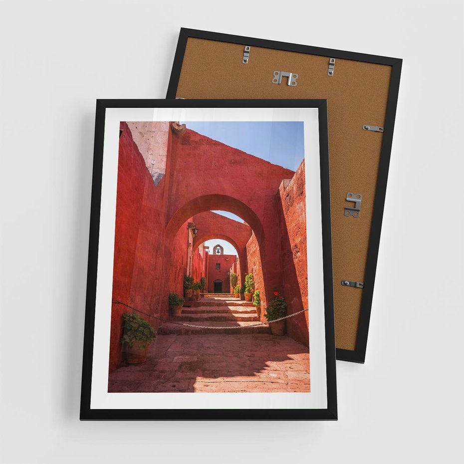 Plakat w ramie 50x70 - Perspektywa Uliczki - uliczka, perspektywa - rama czarna