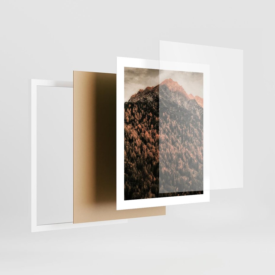 Plakat w ramie 40x50 - Jesienna Godzina w Górach - góry, las w górach - rama biała