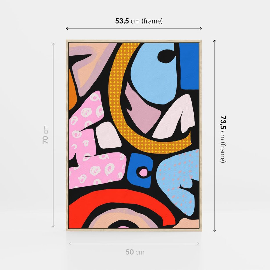Obraz w ramie 50x70 - Kolory Komiksu - abstrakcyjne formy, komiksowy styl - rama drewno