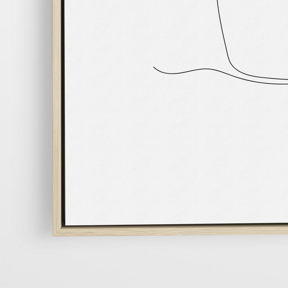 Obraz w ramie 50x50 - Rozkwitające Echa - szkic, minimalizm - rama drewno