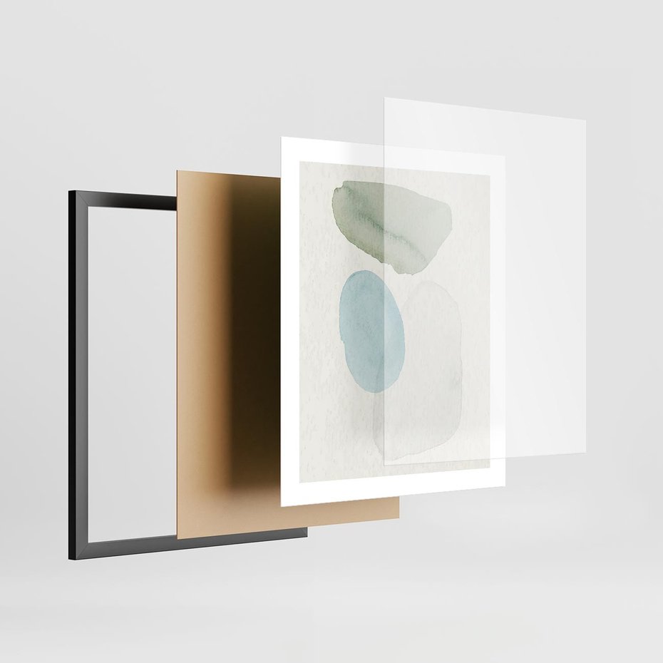 Plakat w ramie 40x50 - Akwarelowa Symfonia Natury - abstrakcyjne delikatne plamy, akwarelowe - rama czarna