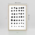 Plakat w ramie 50x70 - Migocące Anomalie - abstrakcyjna kompozycja z czarnych kropek, minimalistyczny czarno bialy plakat - rama drewno