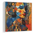 Obraz w ramie 80x80 - Impresje Cichego Szeptu - abstrakcyjny obraz, portret kobiety - rama biała