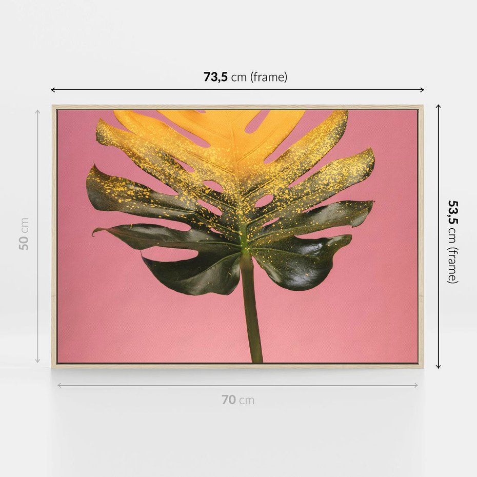 Obraz w ramie 70x50 - Majestatyczna monstera - monstera, liść - rama drewno