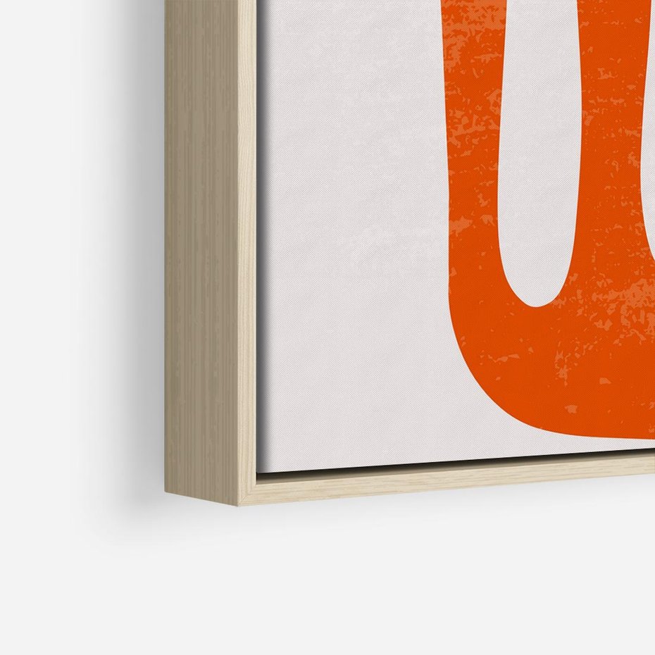 Obraz w ramie 80x80 - Eksploracja Nowego Światła - abstrakcyjna pomarańczowa forma, minimalizm - rama drewno