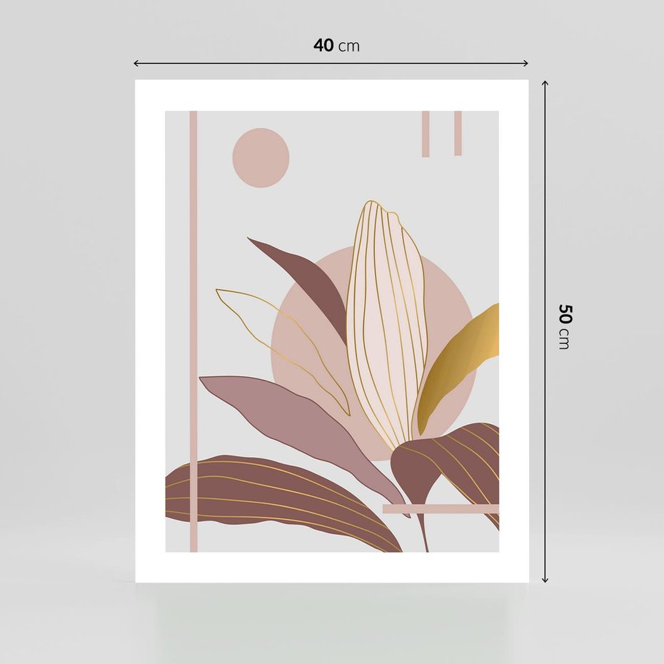 Plakat bez ramy 40x50 - Pastelowa Uroda Natury: Kwiat z Złotymi Akcentami - pastelowa grafika, kwiat