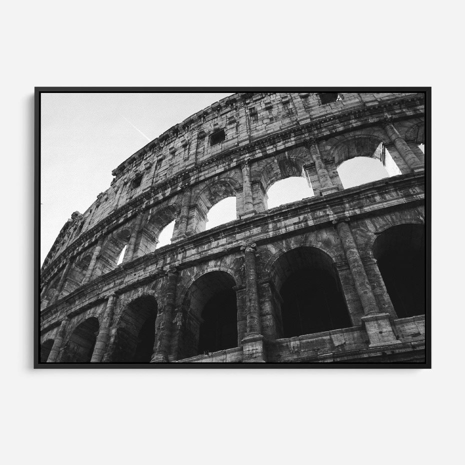 Obraz w ramie 70x50 - Koloseum w Czarnej Bieli - antyczna architektura, koloseum - rama czarna