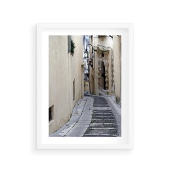 Plakat w ramie 30x40 - Uroki Włoskiej Uliczki - włoska, uliczka - rama biała