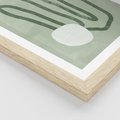 Plakat w ramie 50x70 - Spokojne Kształty Natury - zielona abstrakcja, zgaszona zieleń - rama drewno