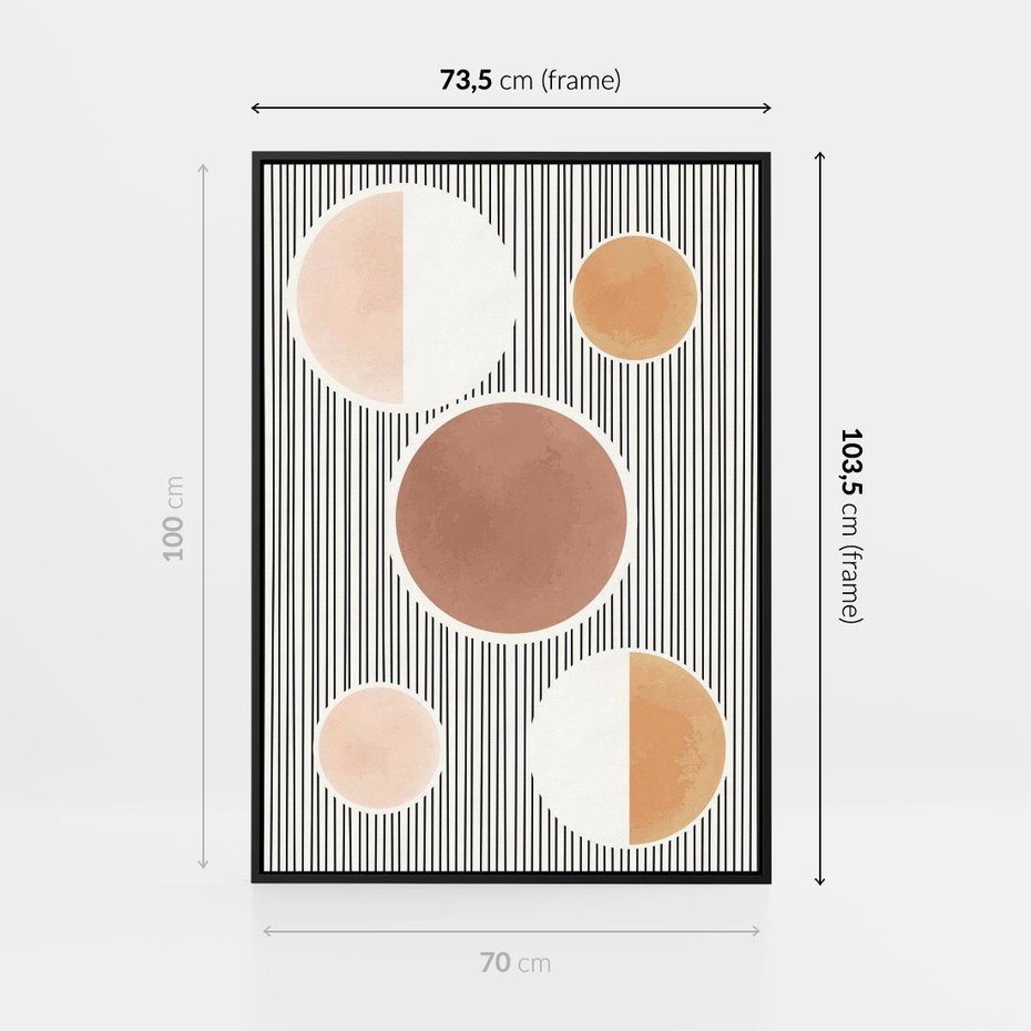 Obraz w ramie 70x100 - Rozplątane Granice - abstrakacyjna nowoczesna sztuka, koła okręgi - rama czarna