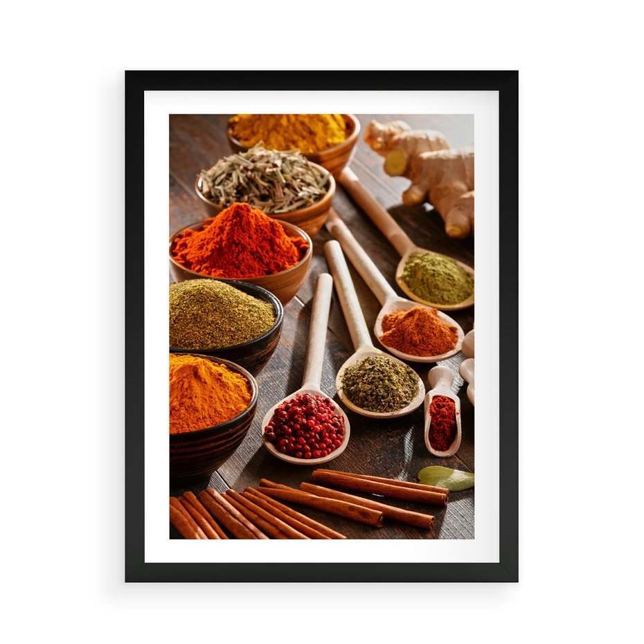 Plakat w ramie 50x70 - Smakowite Aromaty - przyprawy, kuchnia - rama czarna