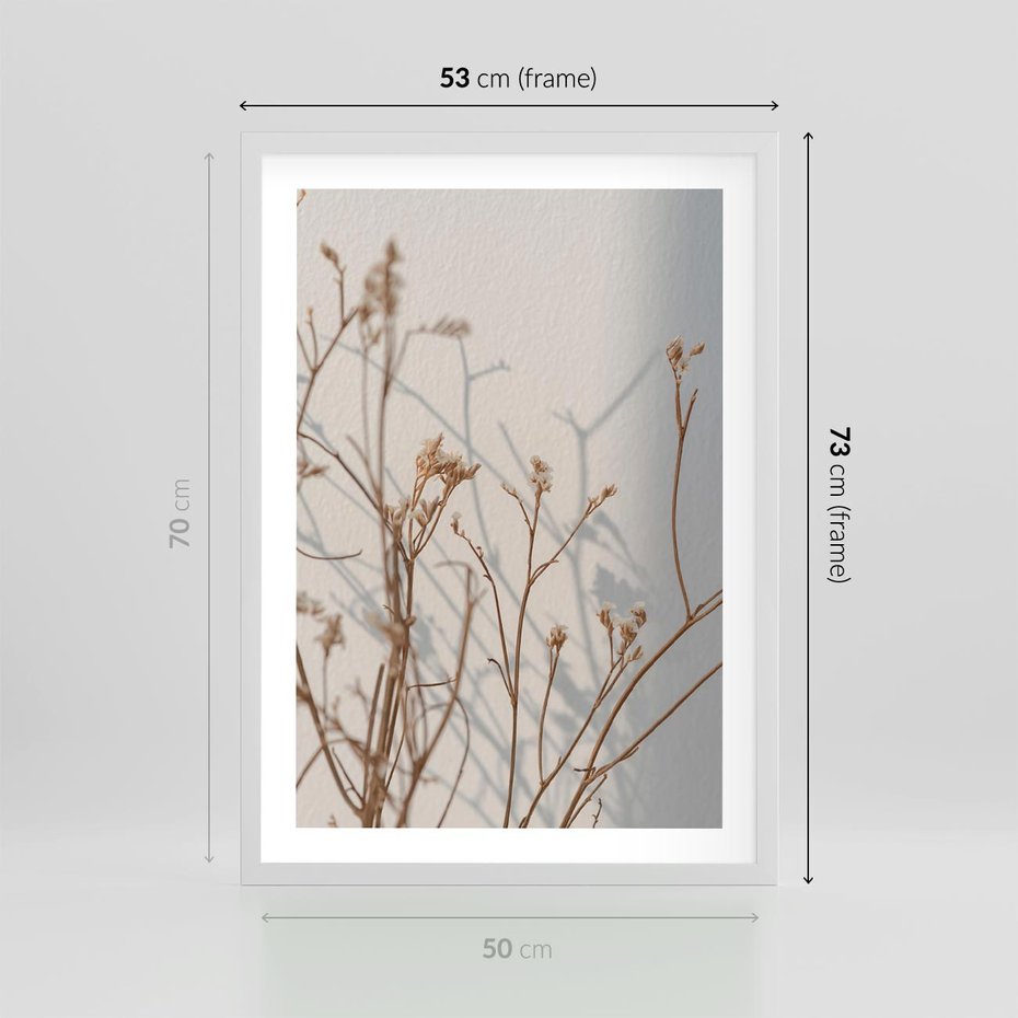 Plakat w ramie 50x70 - Boho gałązki suche - gałązki, suche - rama biała