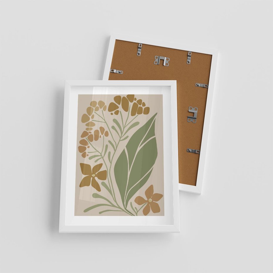 Plakat w ramie 30x40 - Subtelność Utajona - nowoczesny plakat, roślinność - rama biała