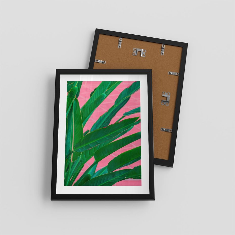 Plakat w ramie 30x40 - Odezwij się do przeszłości - liście, retro - rama czarna