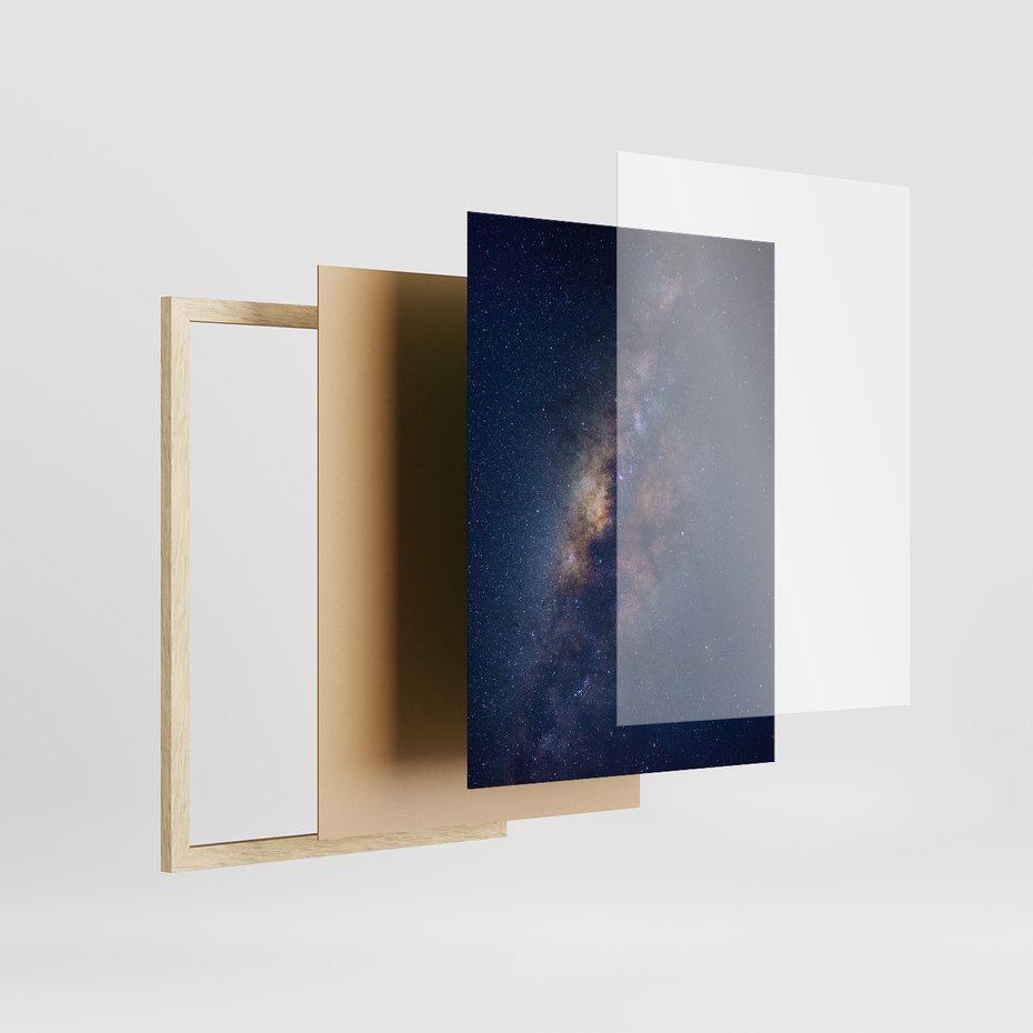 Zestaw obrazy w ramie 50x70 galeria - Droga, mleczna, gwiazdy - rama drewno