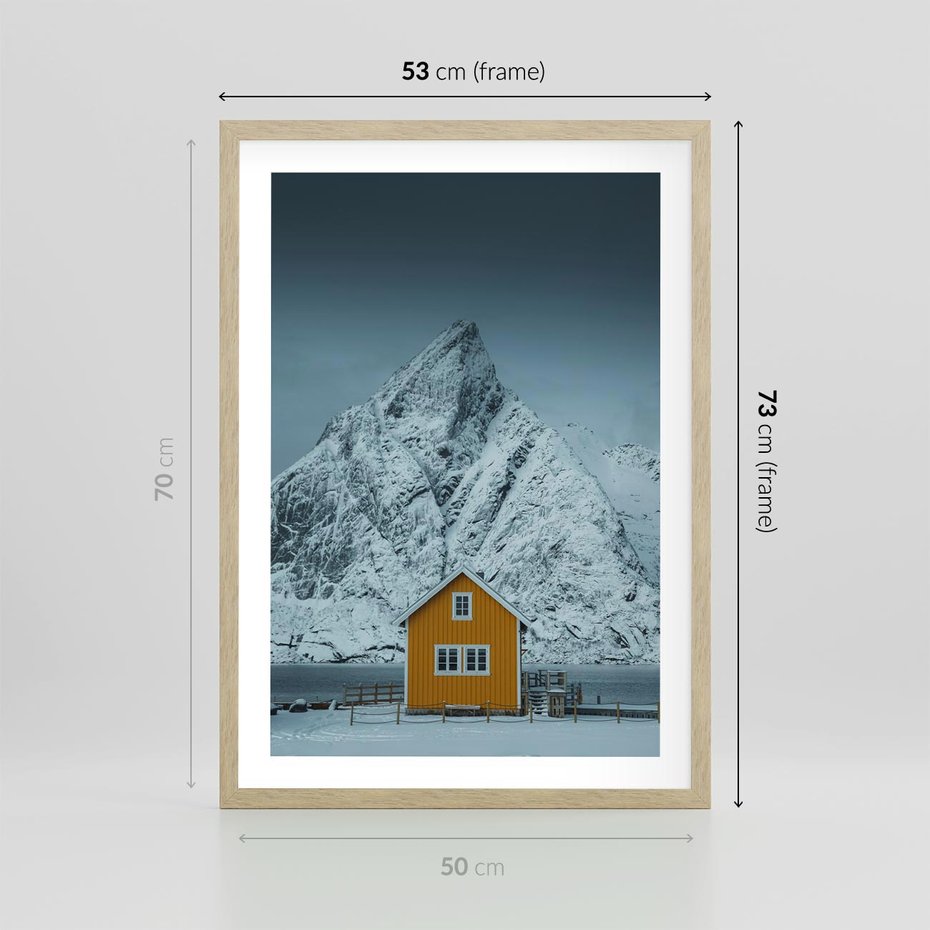 Plakat w ramie 50x70 - Urok Norweskich Domków - Skandynawia, Norwegia - rama drewno