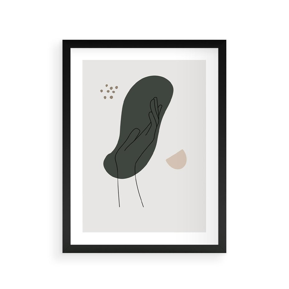 Plakat w ramie 30x40 - Tajemnicze Impulsy - szkic jedną linią, one lone - rama czarna