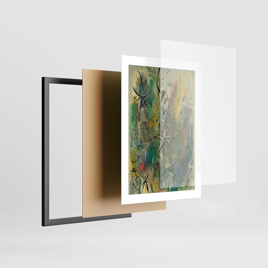 Plakat w ramie 30x40 - Tajemnicze Konstrukcje Form - abstrakcyjny obraz, mnogość kolorów - rama czarna