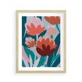 Plakat w ramie 40x50 - Symfonia Kwiatów - abstrakcyjna kompozycja kwiatowych form, kolor zgaszone - rama drewno