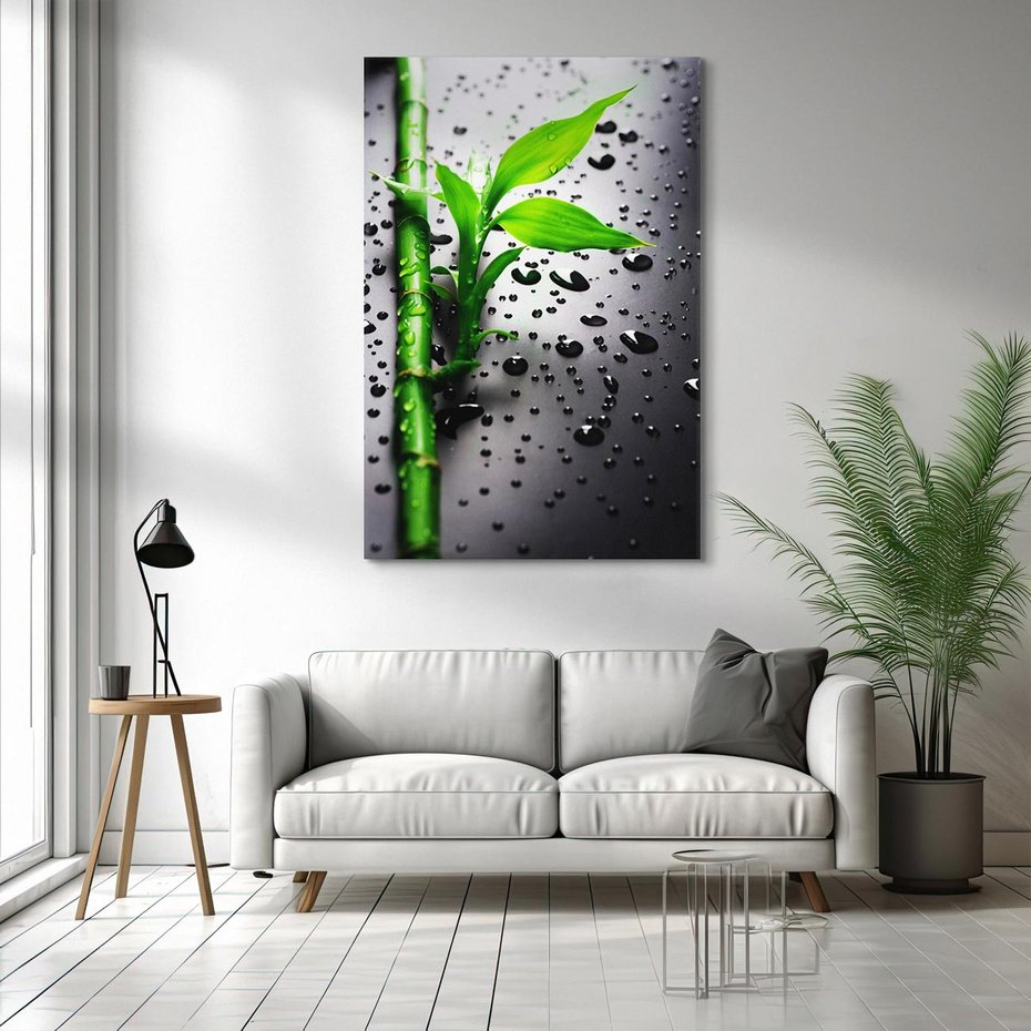 Obraz na płótnie 80x120 - Bambusowa Harmonia - bambus, liście