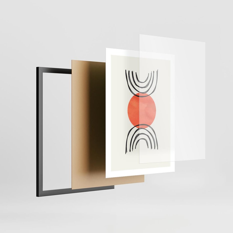 Plakat w ramie 50x70 - Lustrzane Widzenie - koło, boho styl - rama czarna