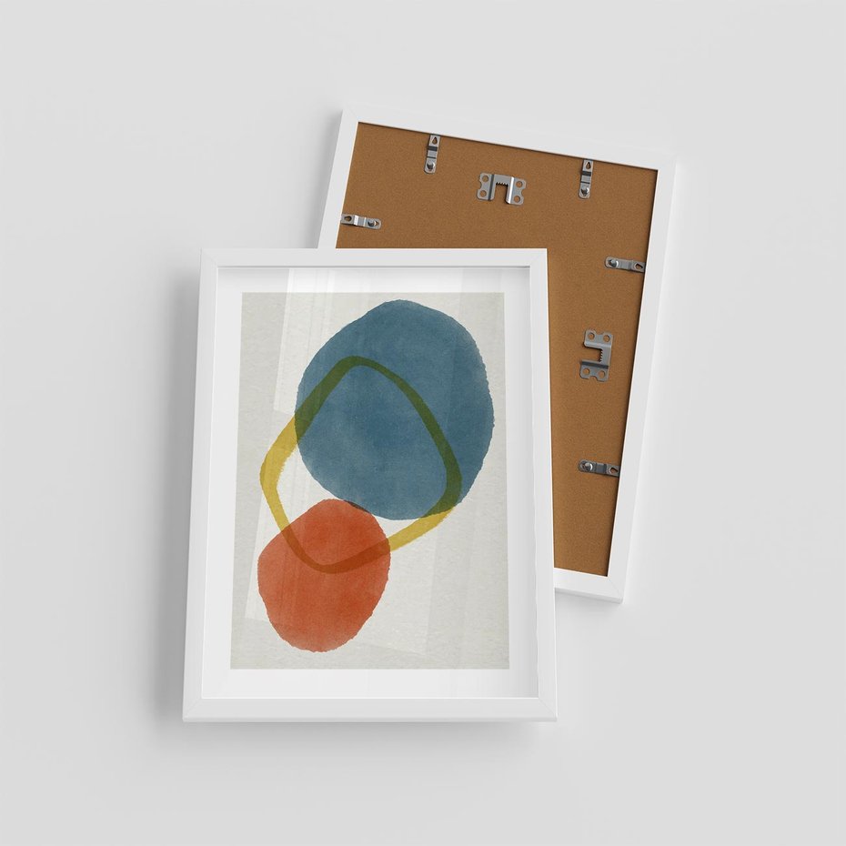 Plakat w ramie 30x40 - Modernistyczna Abstrakcja: Kolorowe Plamy - abstrakcja, modern - rama biała