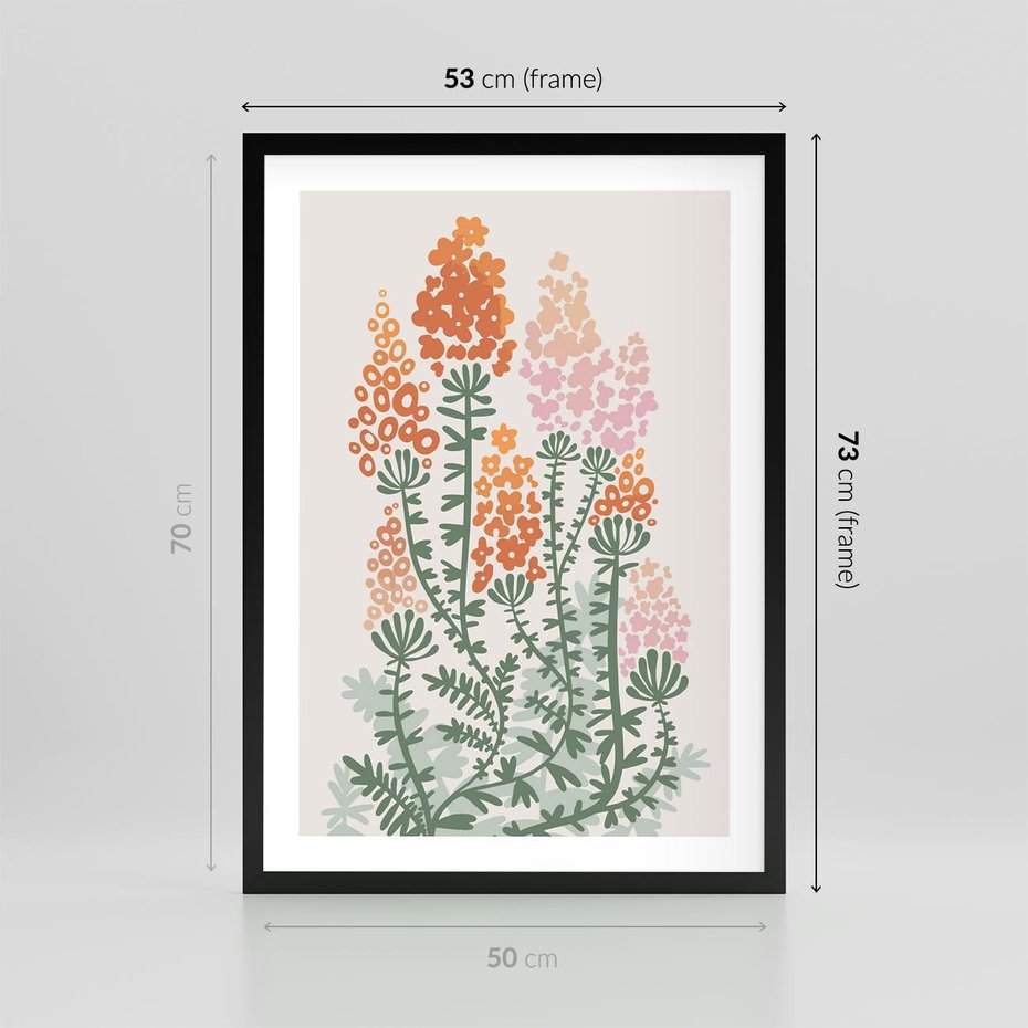 Plakat w ramie 50x70 - Kwiatowe Uniesienia - kwiaty polne, plakat - rama czarna
