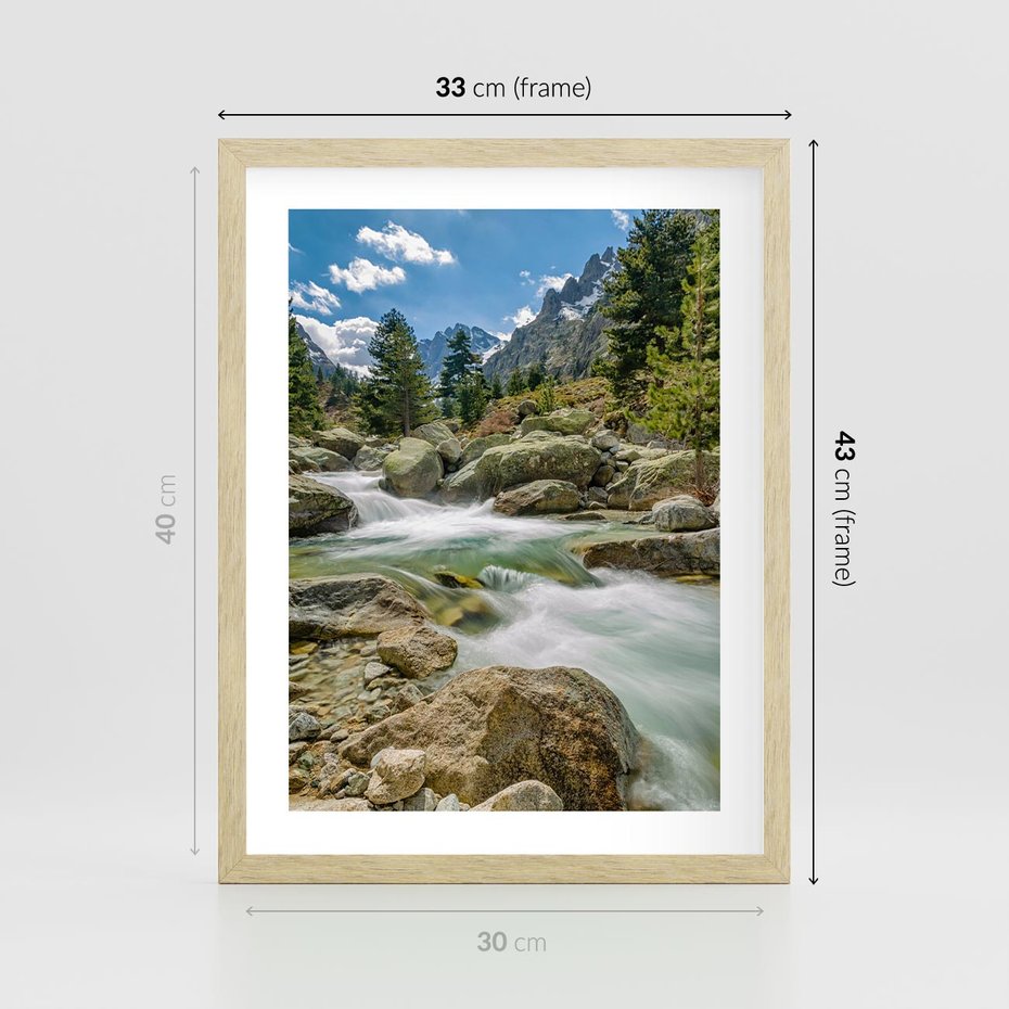 Plakat w ramie 30x40 - Górski strumyk w harmonii - strumyk, górski - rama drewno