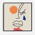 Obraz w ramie 50x50 - Impresje Plam - abstrakcyjny obraz, przypomina twarz - rama czarna