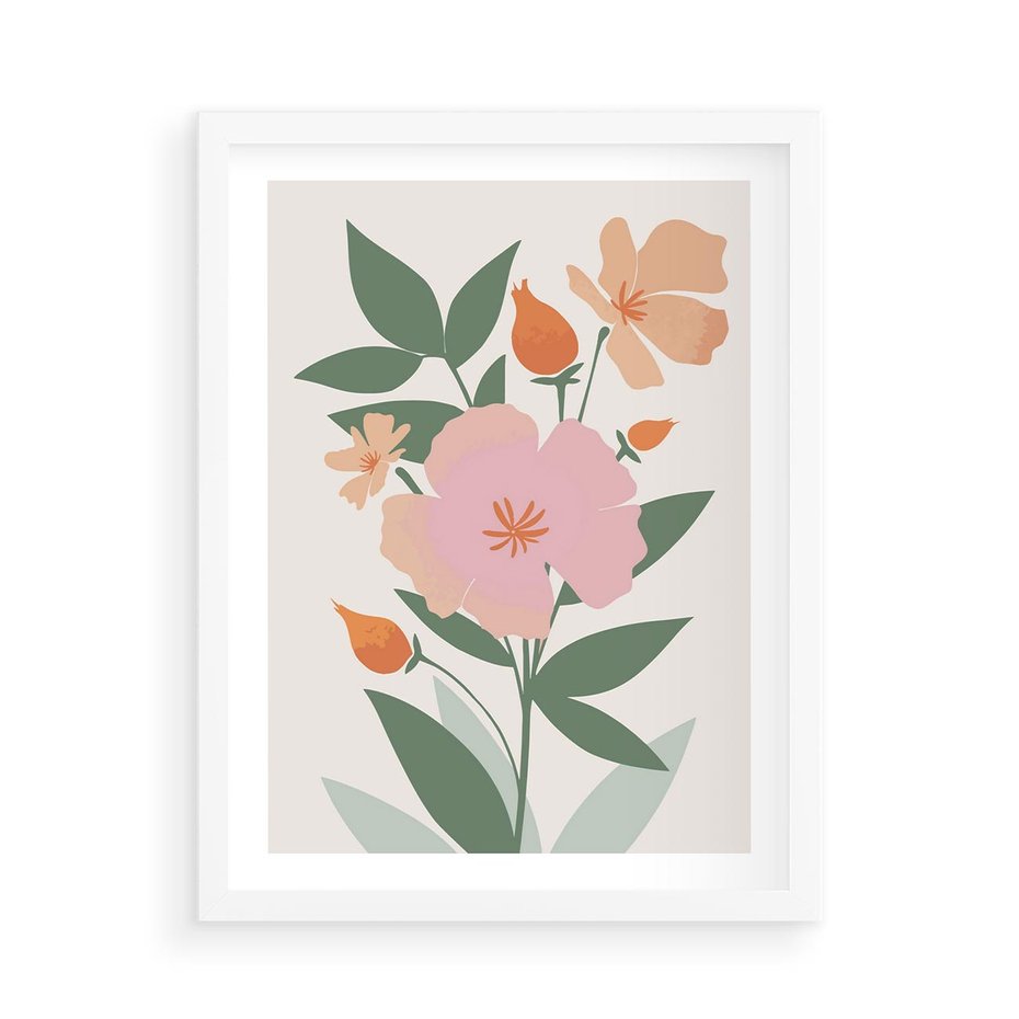 Plakat w ramie 50x70 - Kwiatowe Nastroje - kwiat, sztuka nowoczesna - rama biała