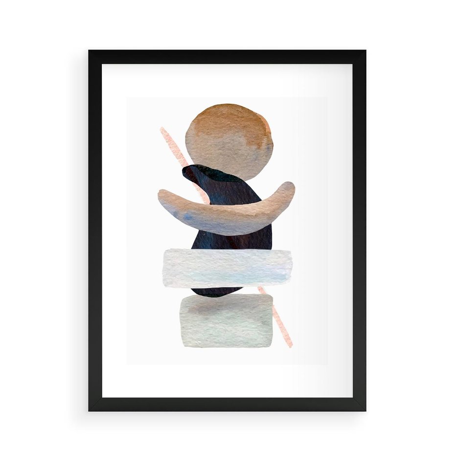 Plakat w ramie 50x70 - Rozkwitające Nowe Wymyślności - abstrakcja, akwarelowe plamy - rama czarna