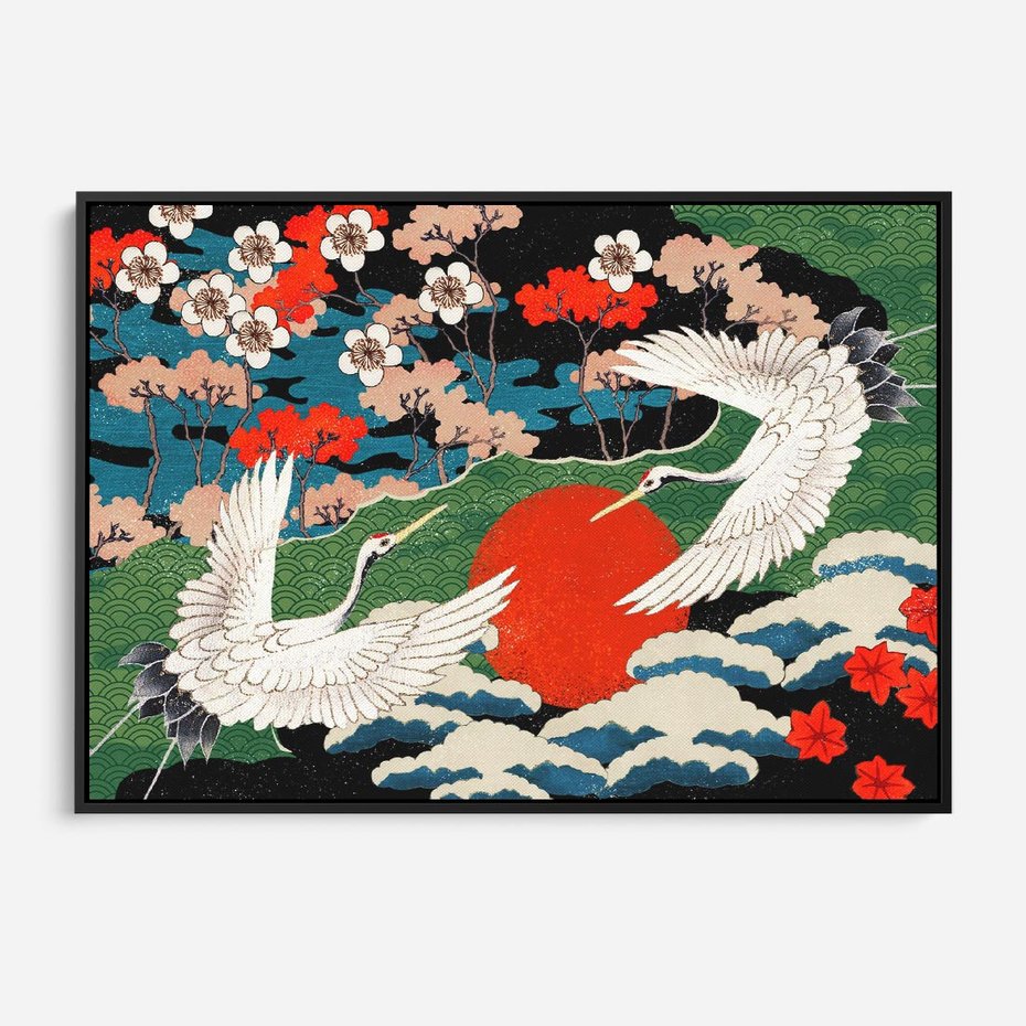 Obraz w ramie 100x70 - Wibracje emocji - sztuka japońska, wyraziste kolory - rama czarna