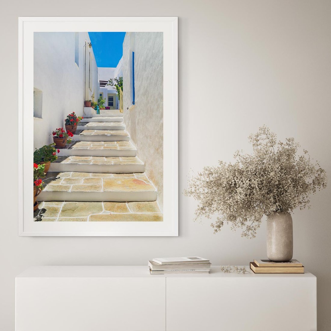 Plakat bez ramy 30x40 - Urok Greckiej Uliczki - grecka, uliczka
