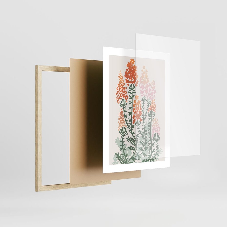 Plakat w ramie 30x40 - Kwiatowe Uniesienia - kwiaty polne, plakat - rama drewno