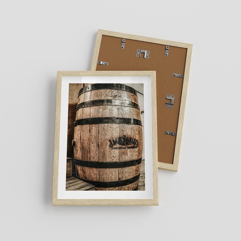 Plakat w ramie 30x40 - Rustykalna Whisky - beczka whiskey, jack daniel's - rama drewno