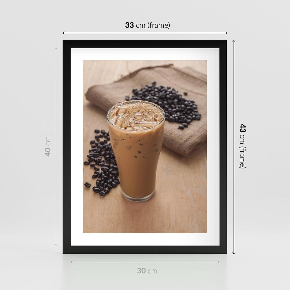 Plakat w ramie 30x40 - Kawa ice coffee: orzeźwiający napój - kawa, ice - rama czarna